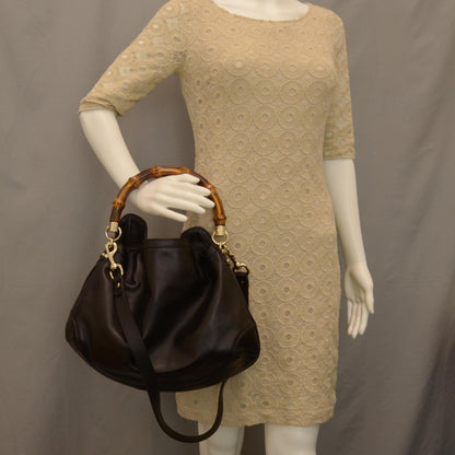 Gucci Leather Large Peggy Bamboo Handle Hobo Black 2 of 7