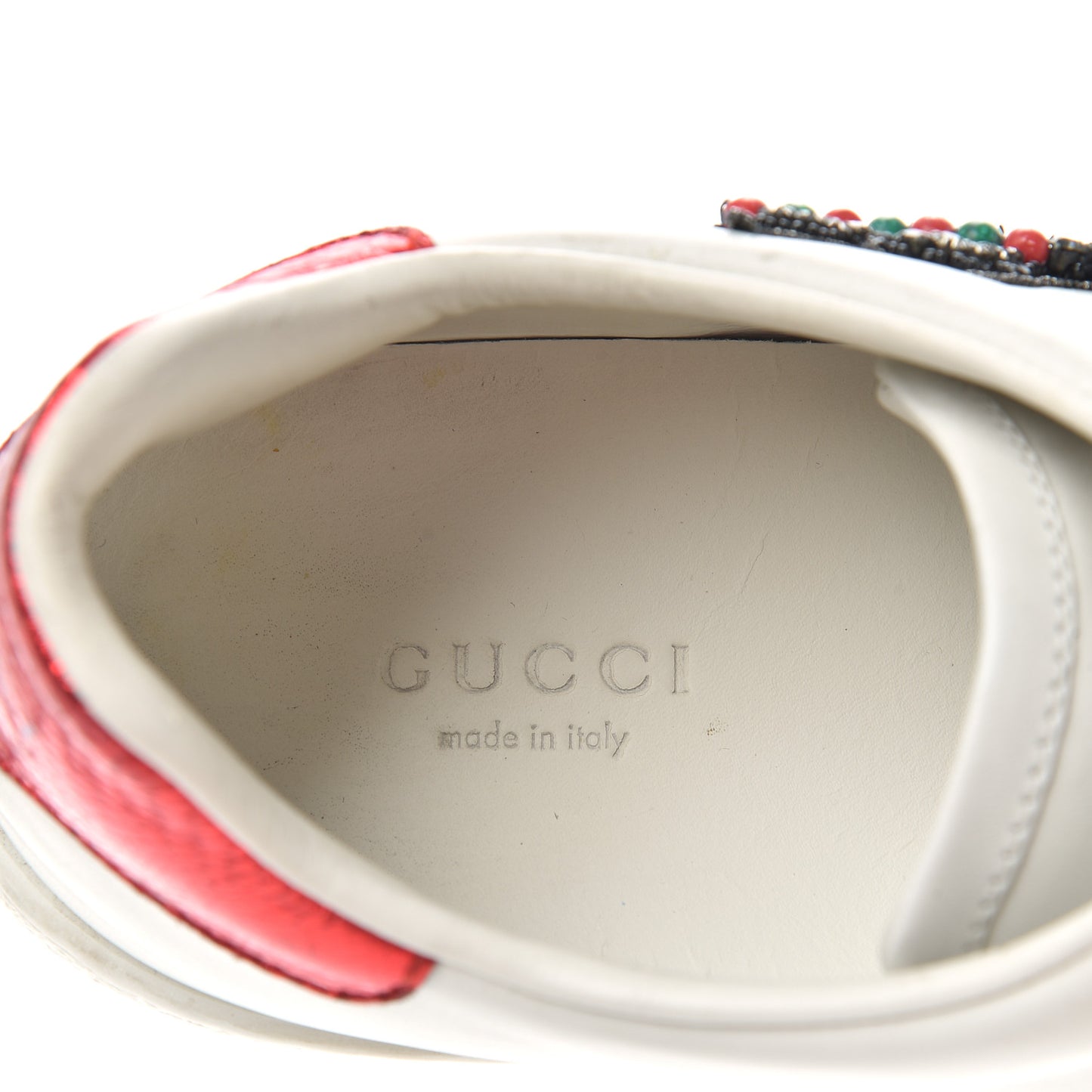 Calfskin Web Studded Arrow Ace Sneakers 38 White