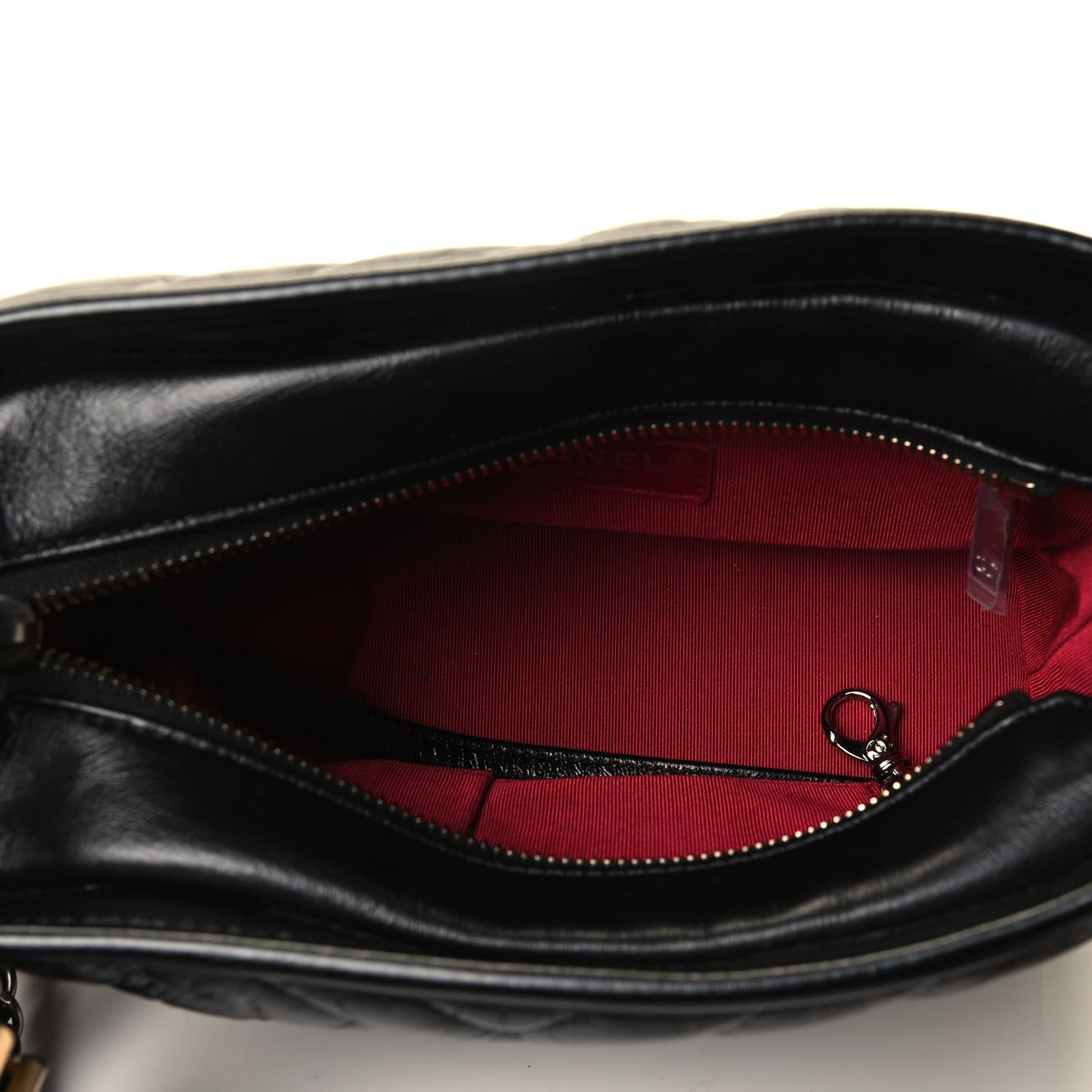 Aged Calfskin Chevron Quilted Small Gabrielle Hobo Black