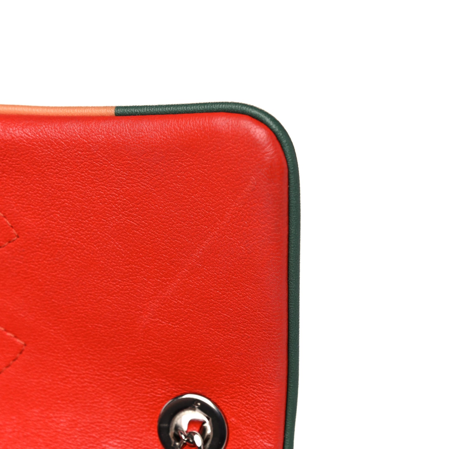Lambskin Plexiglass Quilted Small Cuba Color Flap Red Multicolor