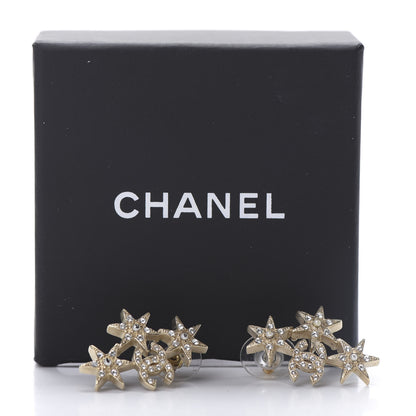 Chanel Crystal Pearl CC Star Earrings Gold 6 of 6
