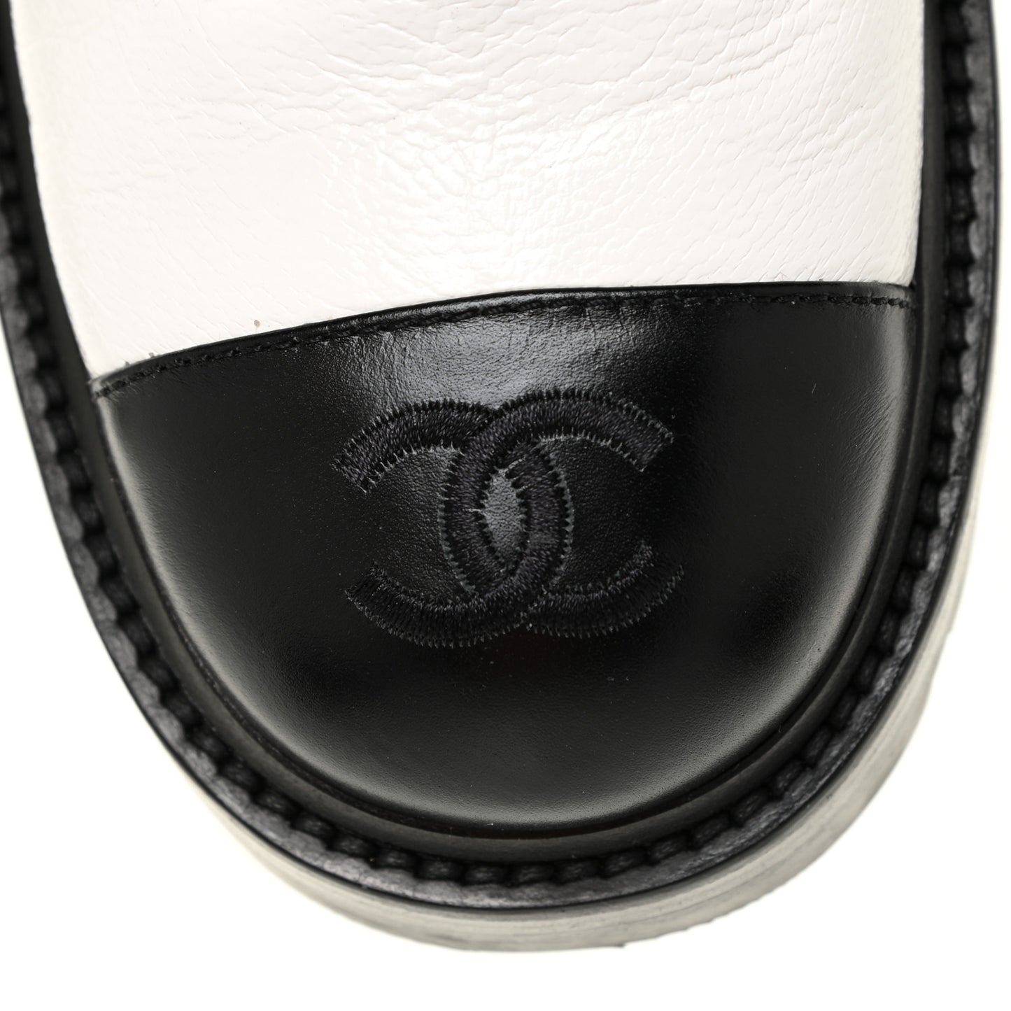 Shiny Goatskin Calfskin Quilted Lace Up Combat Boots 37 White Black