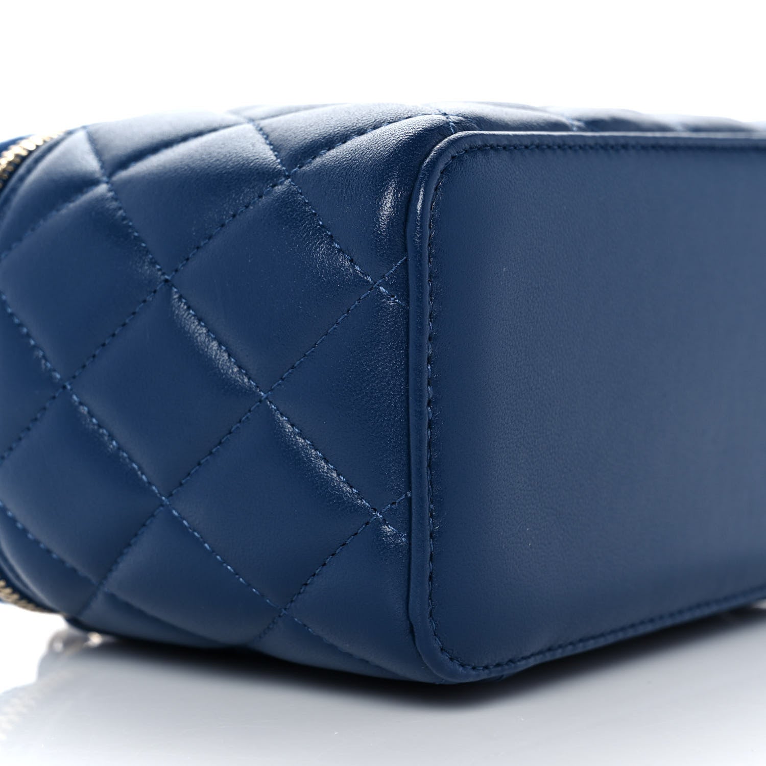 Chanel Lambskin Quilted Small Top Handle Vanity Case With Chain Dark Blue 7 of 10