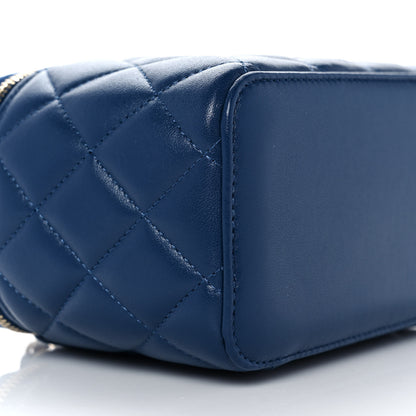Chanel Lambskin Quilted Small Top Handle Vanity Case With Chain Dark Blue 7 of 10