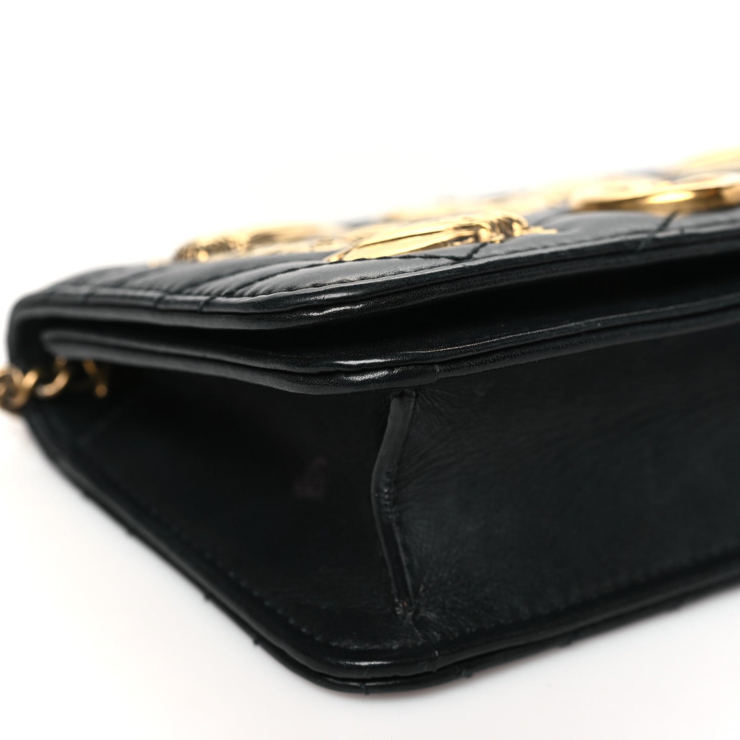 Calfskin Matelasse Mini Animal Studs GG Marmont Bag Black