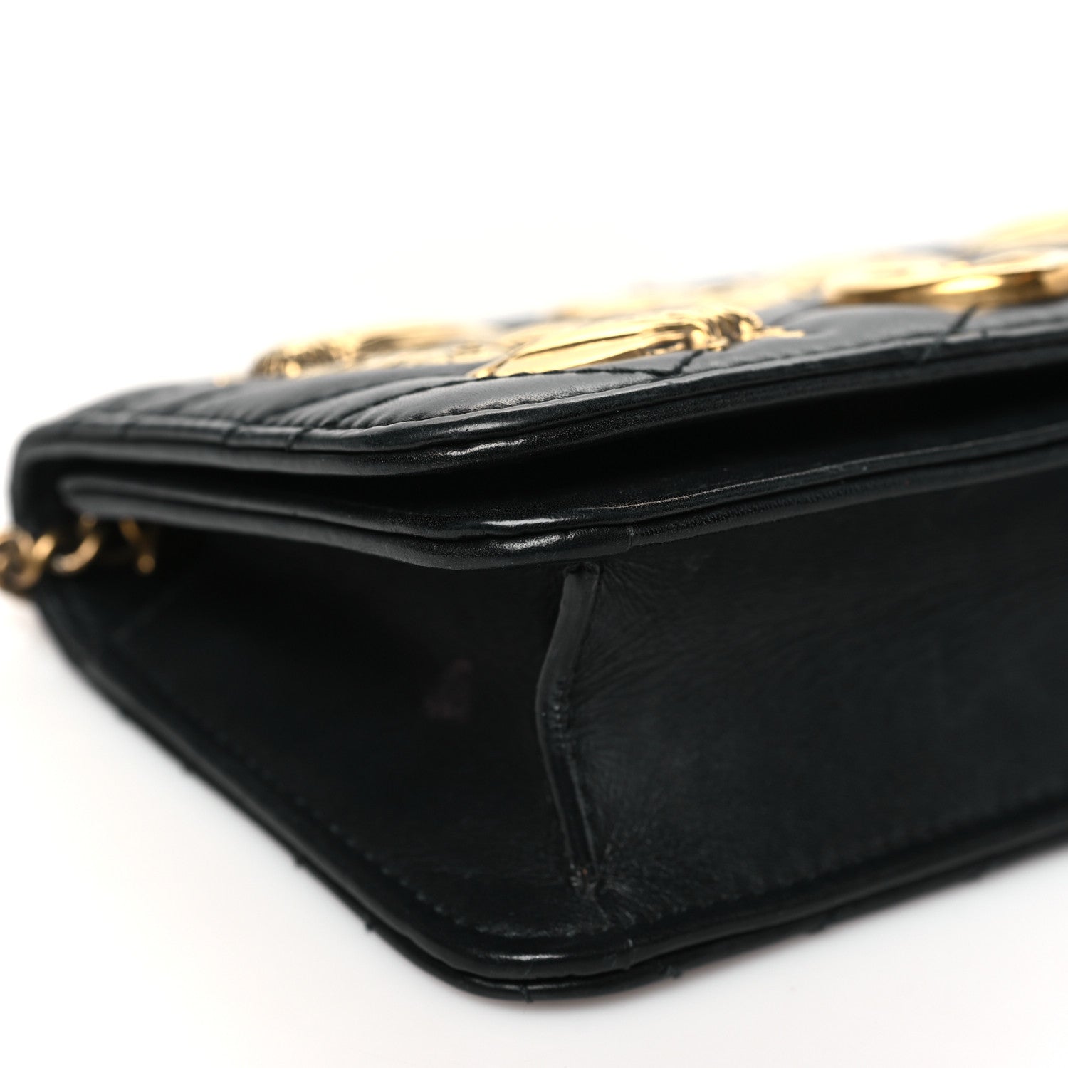 Gucci Calfskin Matelasse Mini Animal Studs GG Marmont Bag Black 8 of 10