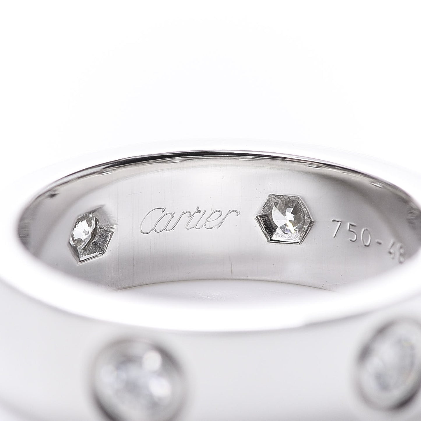 18K White Gold 6 Diamond 5.5mm LOVE Ring 48 4.5