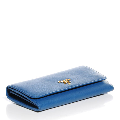 Prada Saffiano Metal Continental Flap Wallet Cobalto 4 of 10