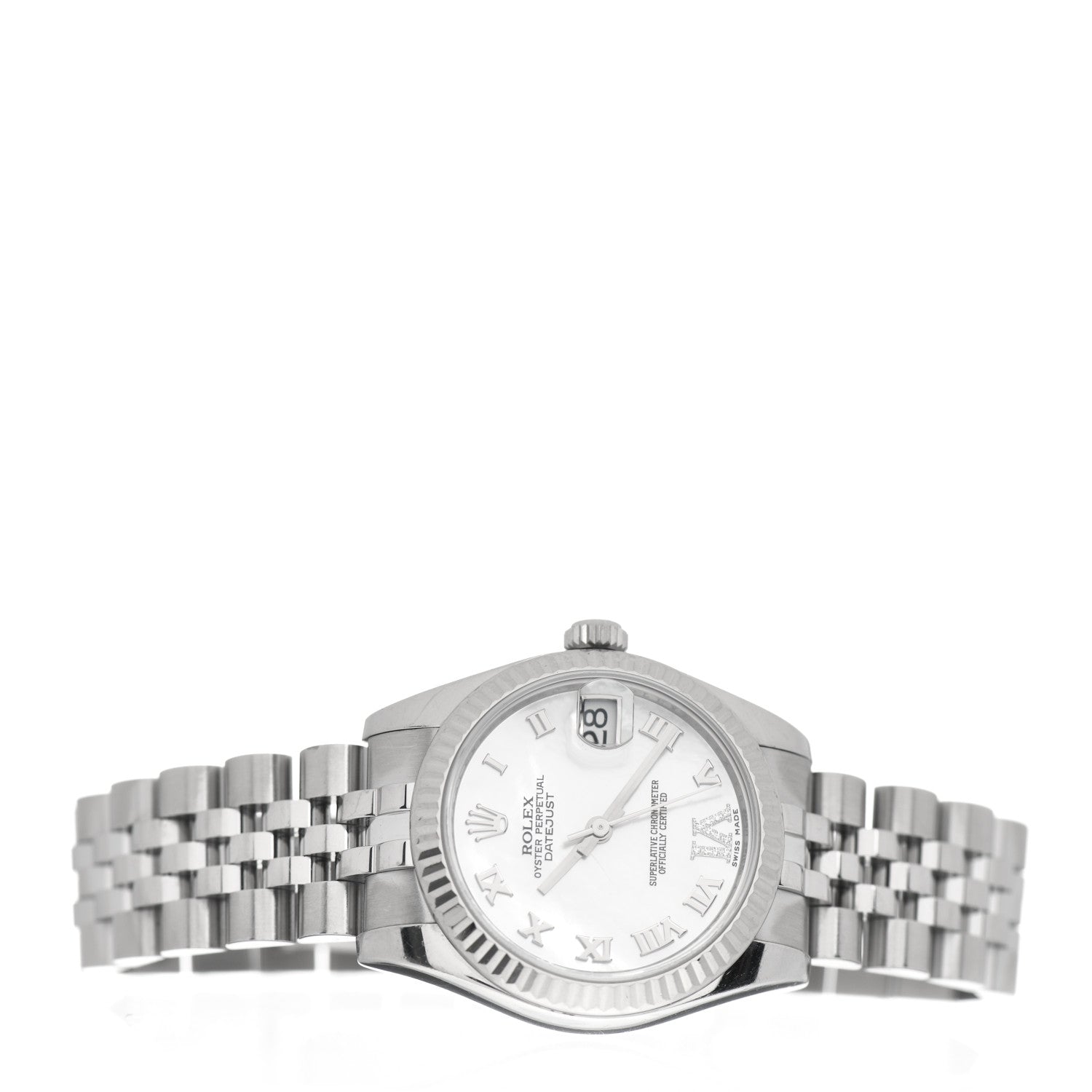 Rolex Stainless Steel 18K White Gold Diamond Mother of Pearl 31mm Oyster Perpetual Datejust Watch Roman 178274 2 of 5