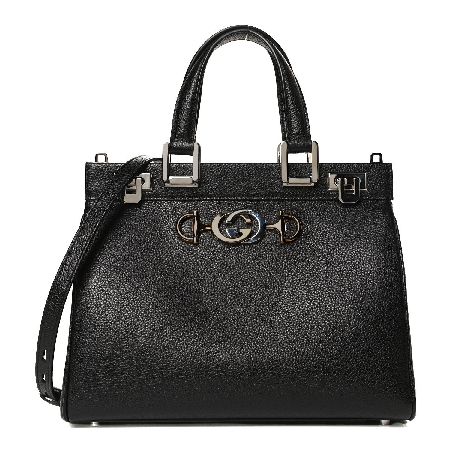 Gucci Grainy Calfskin Small Zumi Top Handle Bag Black 1 of 14