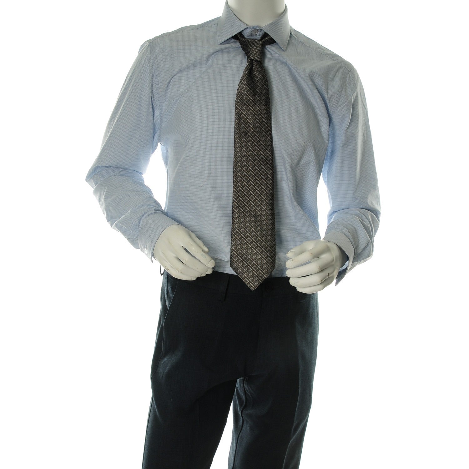 Hermes Silk Mens Neck Tie Noir Taupe Gris Clair 2 of 6