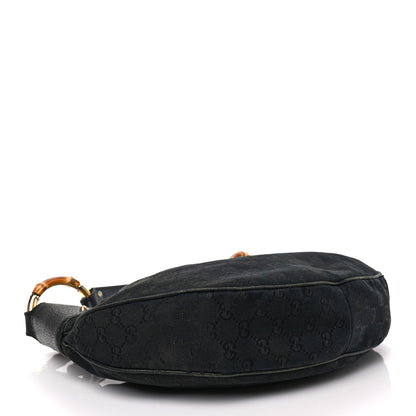 Gucci Monogram Half Moon Bamboo Ring Hobo Black 4 of 9