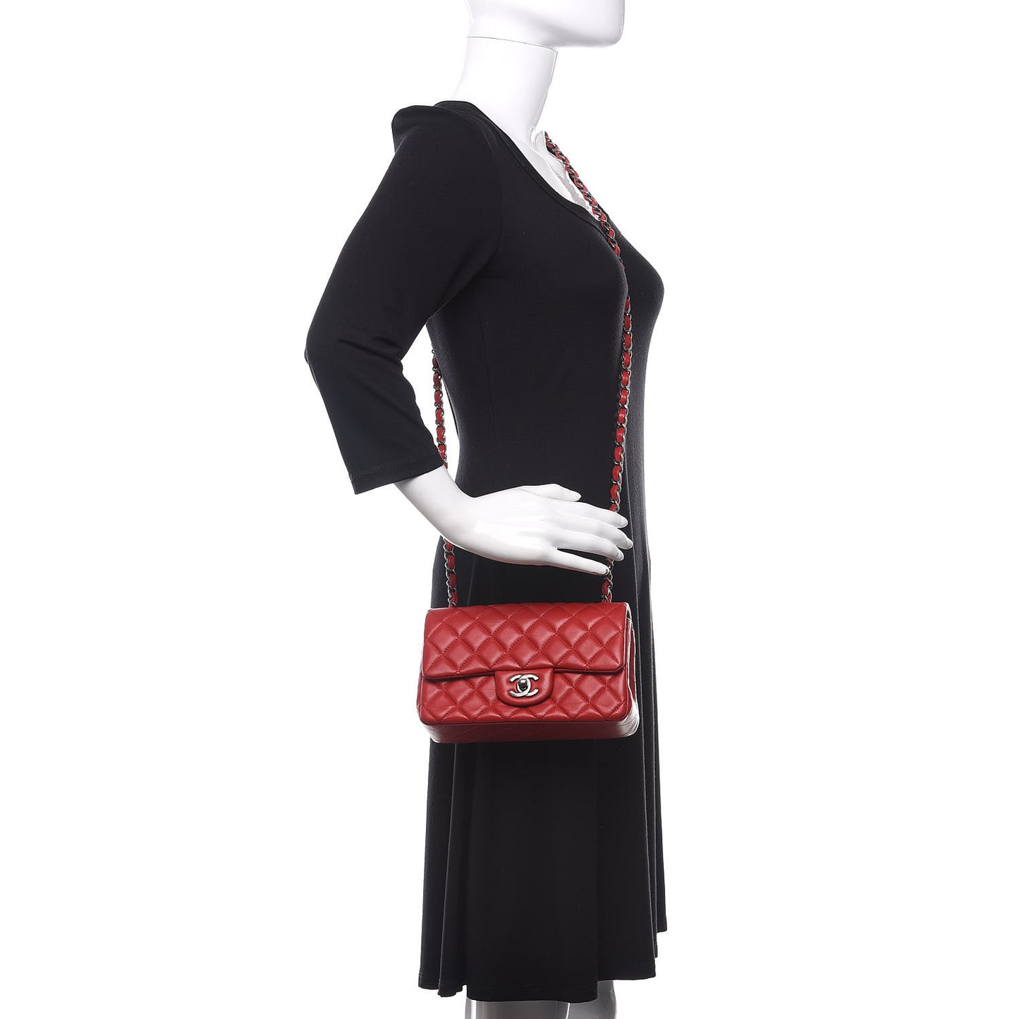 Lambskin Quilted Mini Rectangular Flap Red