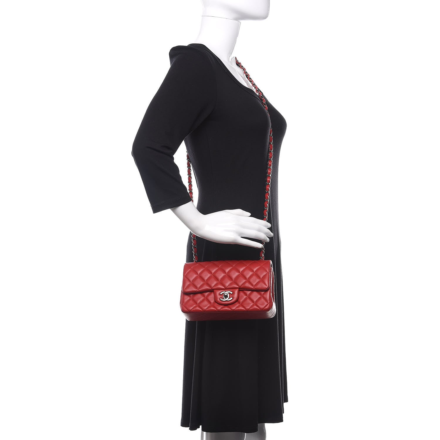 Chanel Lambskin Quilted Mini Rectangular Flap Red 2 of 11