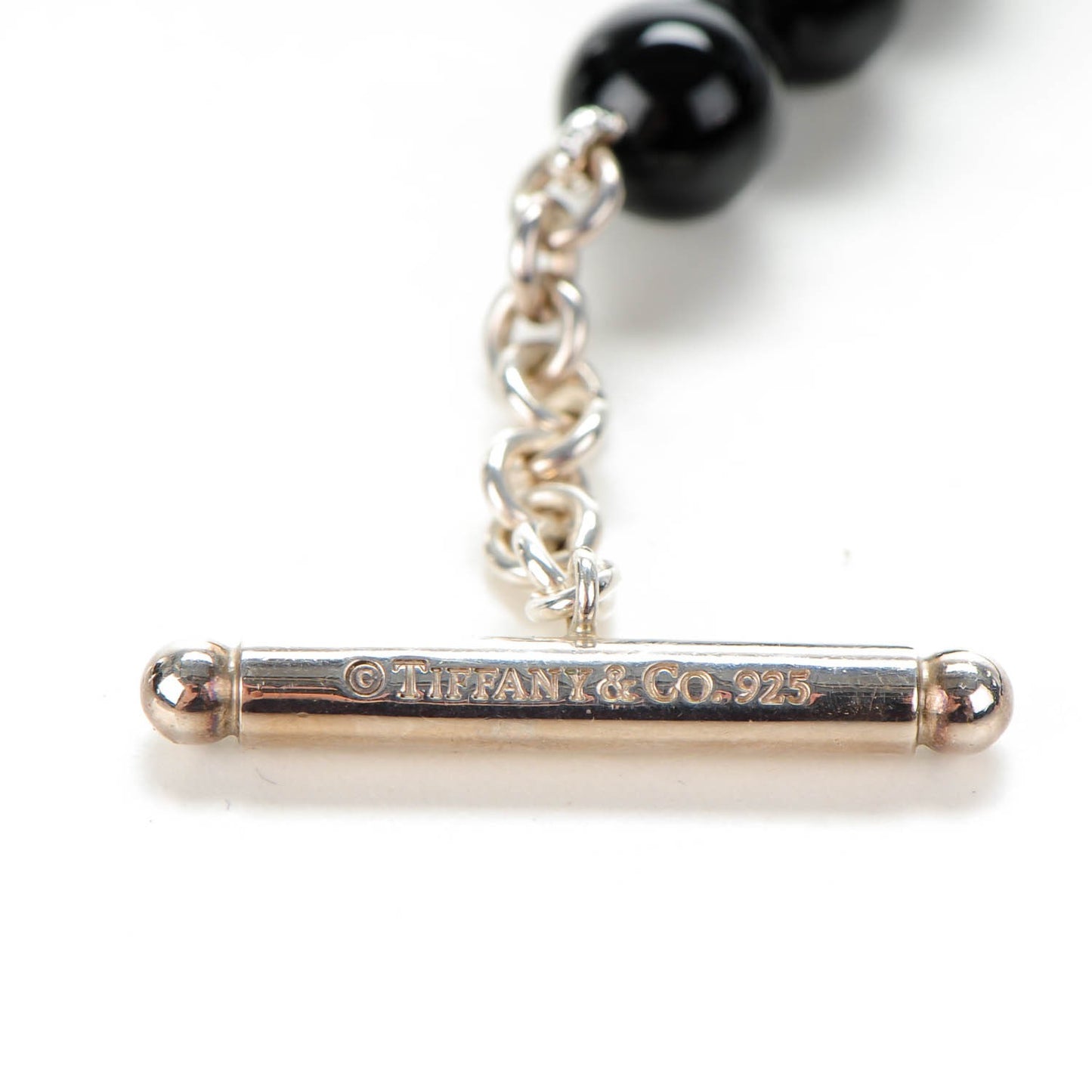 Sterling Silver Black Onyx Bead Toggle Necklace