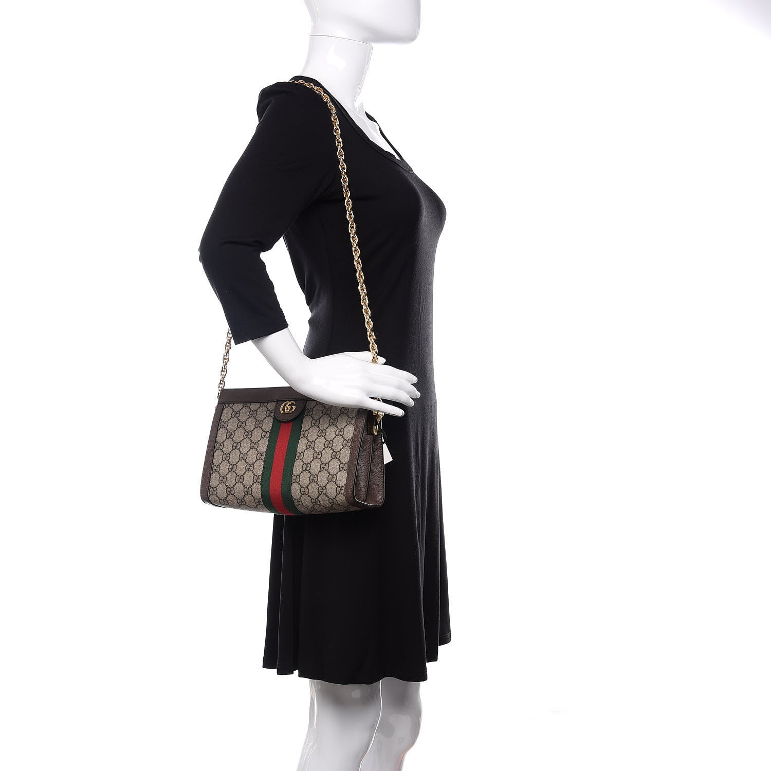 Gucci GG Supreme Monogram Web Small Ophidia Chain Shoulder Bag Brown 2 of 9