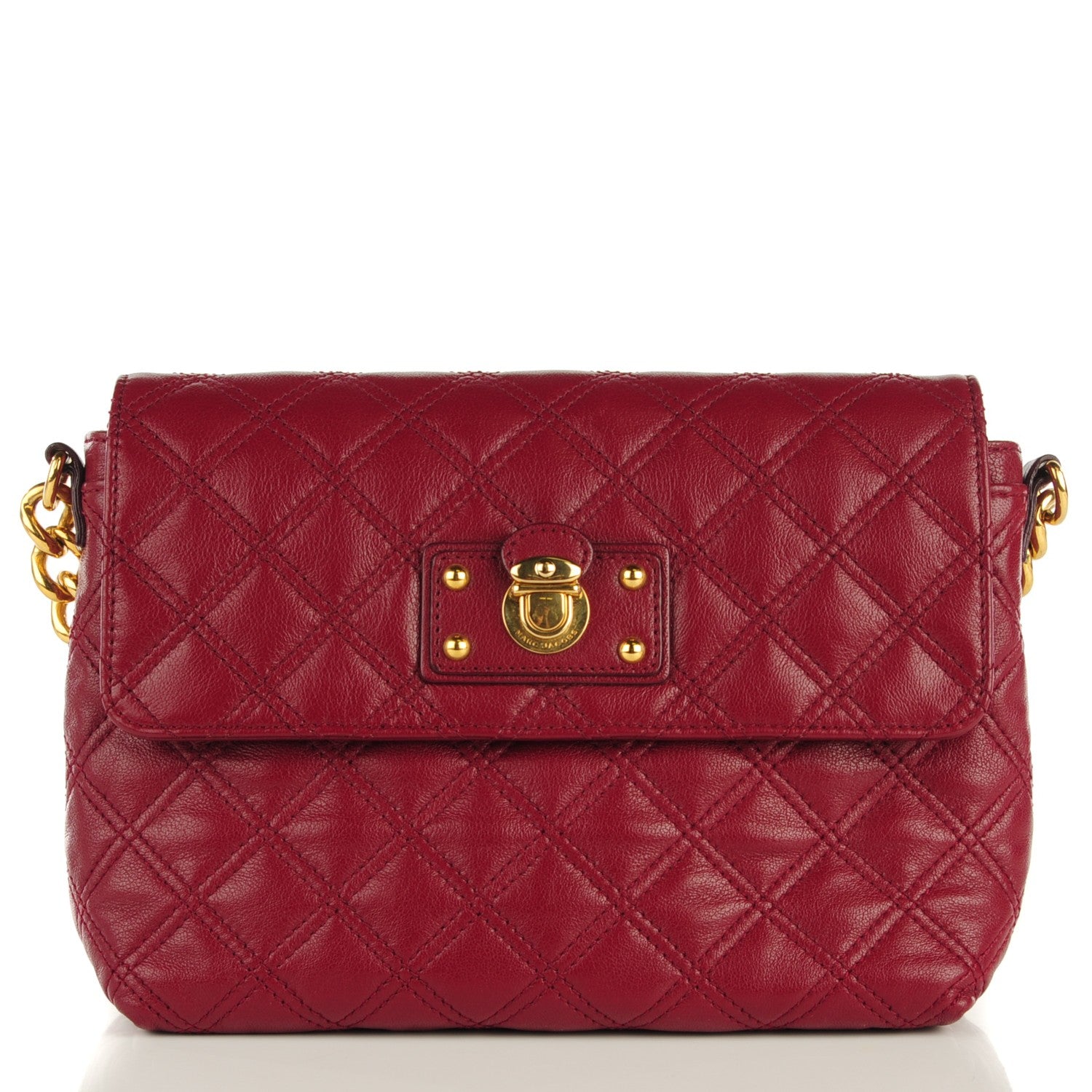 Marc Jacobs Lacquered Lambskin Quilted The Large Single Flap Red 1 of 8