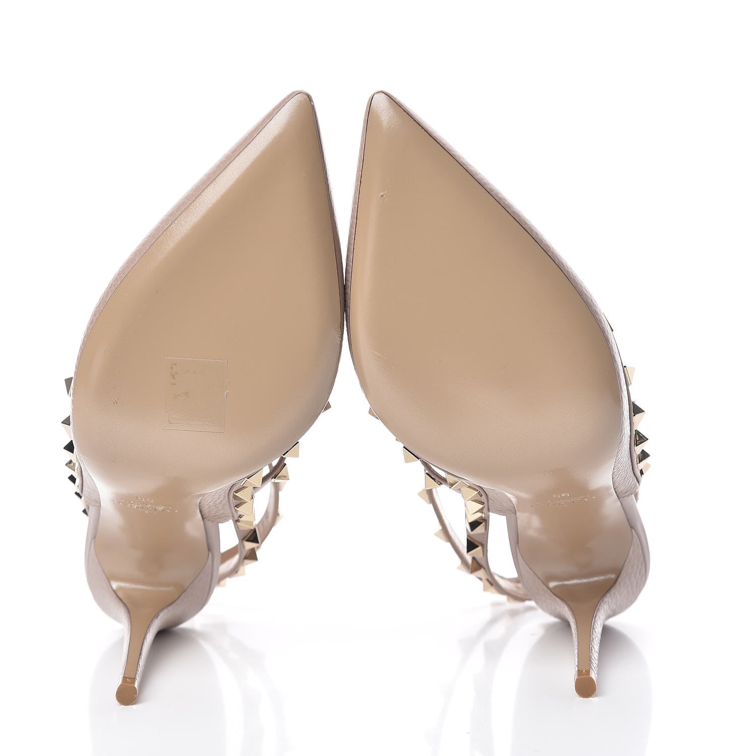 Valentino Garavani Pebbled Calfskin Rockstud Ankle Strap Pumps 39 Poudre 5 of 9