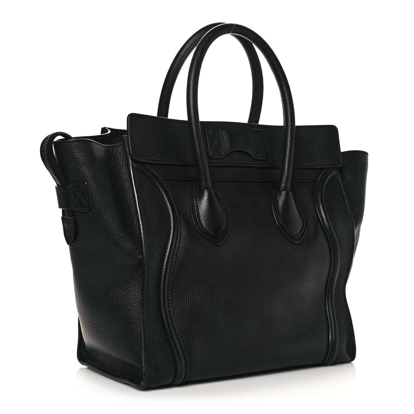 Drummed Calfskin Mini Luggage Black