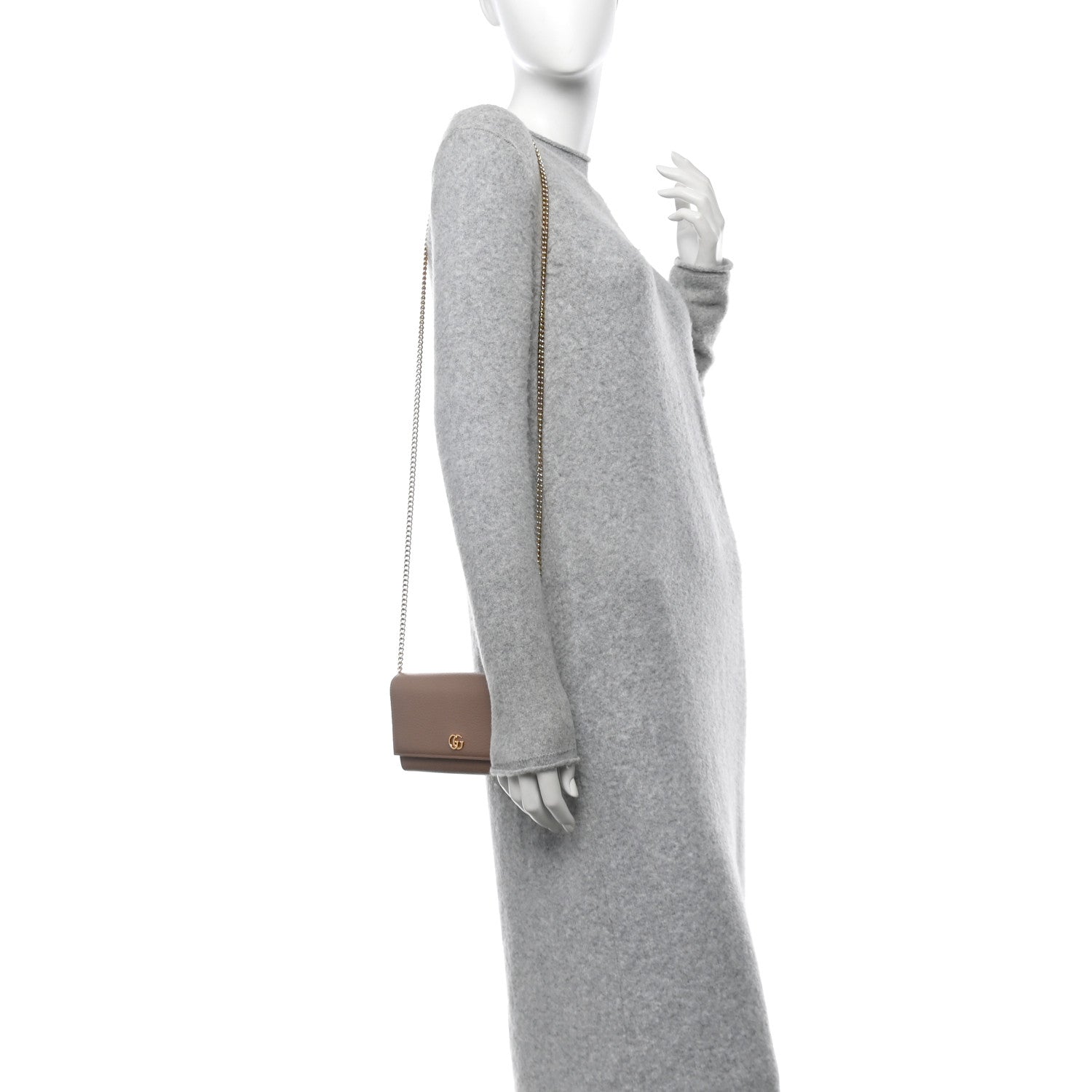 Gucci Dollar Calfskin Petite GG Marmont Wallet Chain Bag Porcelain Rose 2 of 10