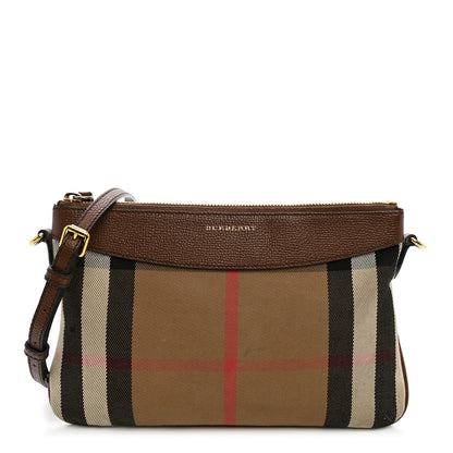 Burberry House Check Derby Peyton Crossbody Clutch Bag Tan 1 of 11
