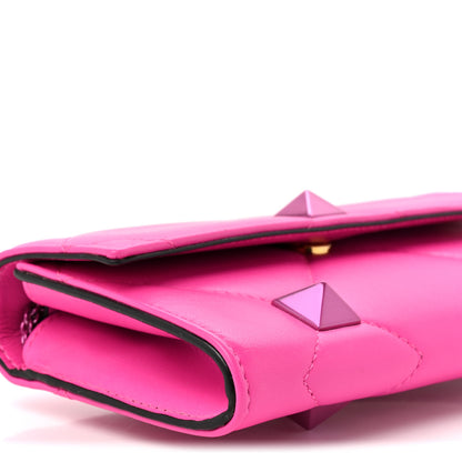Valentino Garavani Nappa Monochrome Roman Stud Wallet On Chain Pink PP 9 of 9
