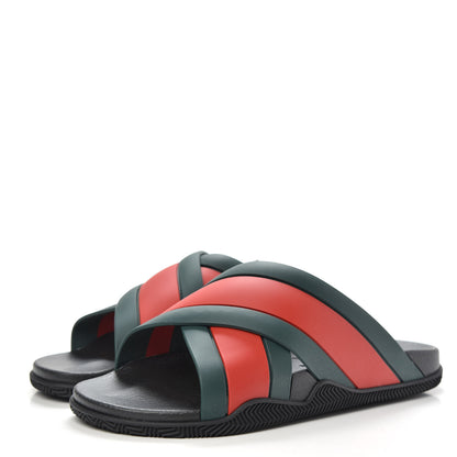 Gucci Rubber Web Mens Criss Cross Slide Sandals 9 Green Red 3 of 8