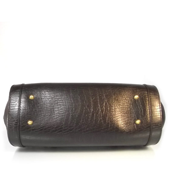 Leather Bamboo Bullet Satchel Brown