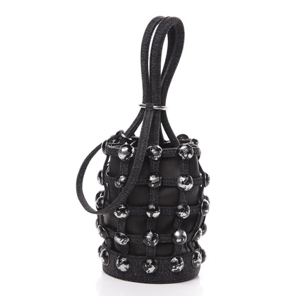 Alexander Wang Denim Embellished Mini Roxy Bucket Bag Grey Aged 3 of 11