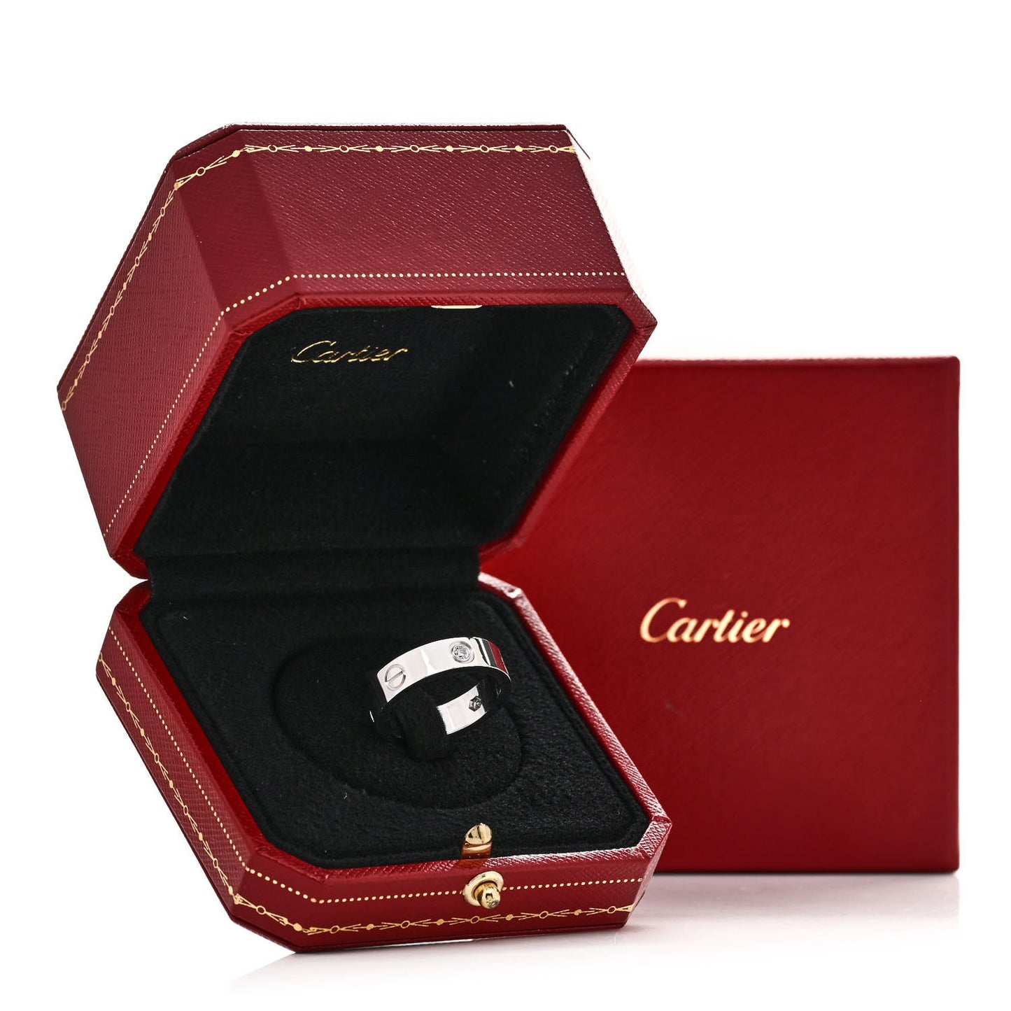 18K White Gold 3 Diamond 5.5mm LOVE Ring 58 8.5