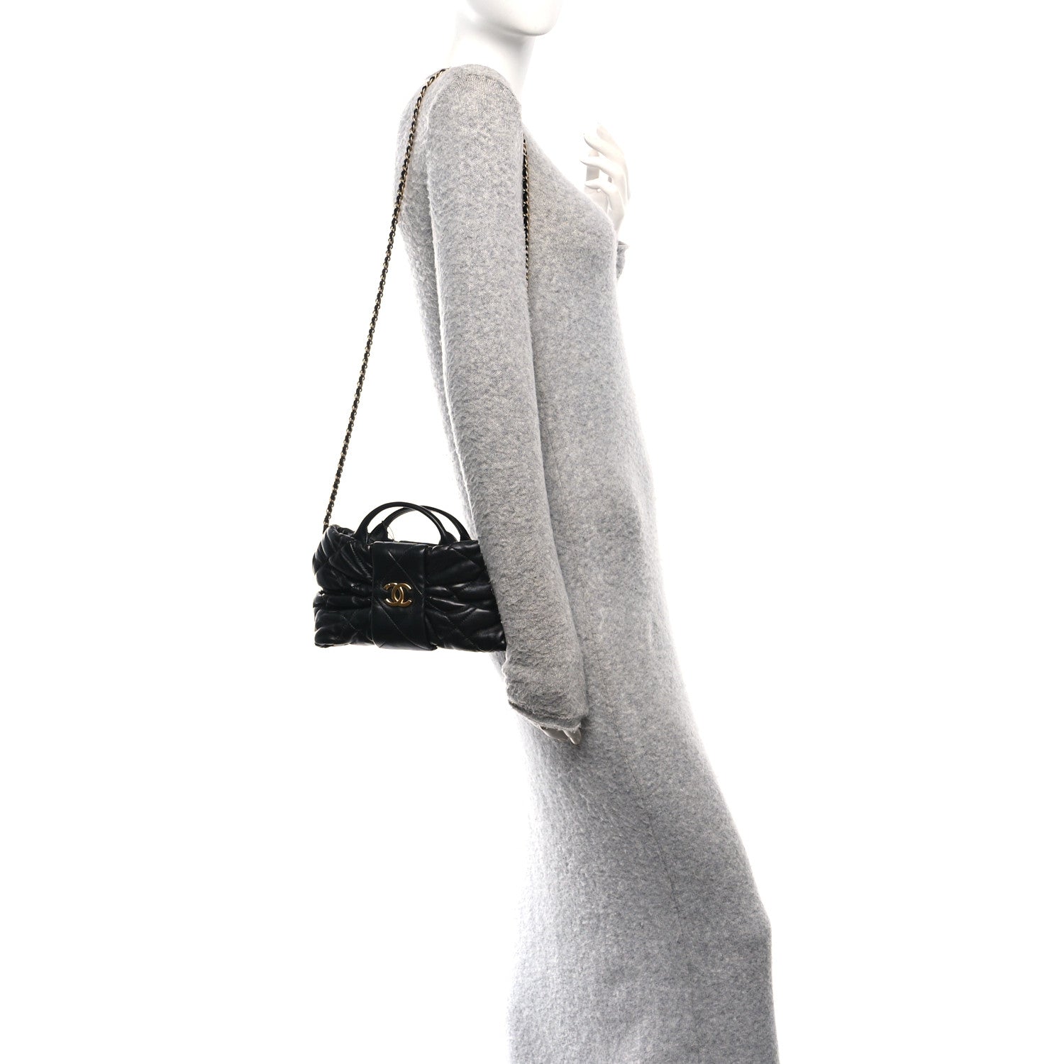 Chanel Lambskin Quilted Mini Bow Bag Black 2 of 10