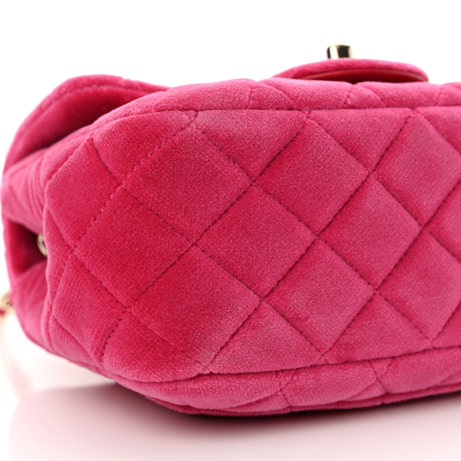 Chanel Velvet Quilted Mini Square Pearl Crush Flap Fuchsia 9 of 15