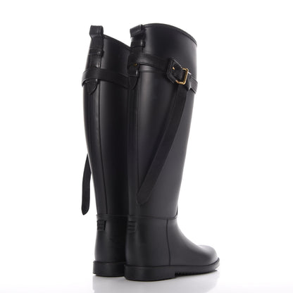 Burberry Rubber Roscot Belted Rain Boots 38 Black 4 of 13