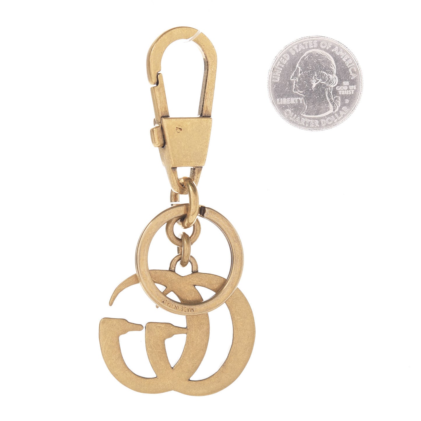 Metal Interlocking GG Crystal Key Charm Gold