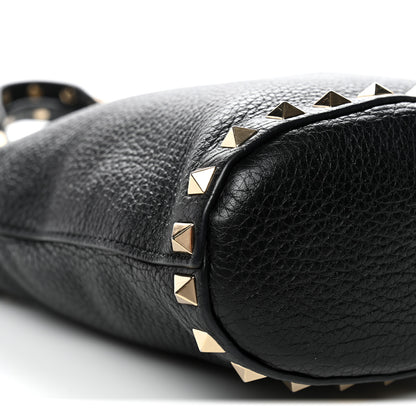Valentino Garavani Pebbled Calfskin Rockstud Bucket Bag Black 8 of 10