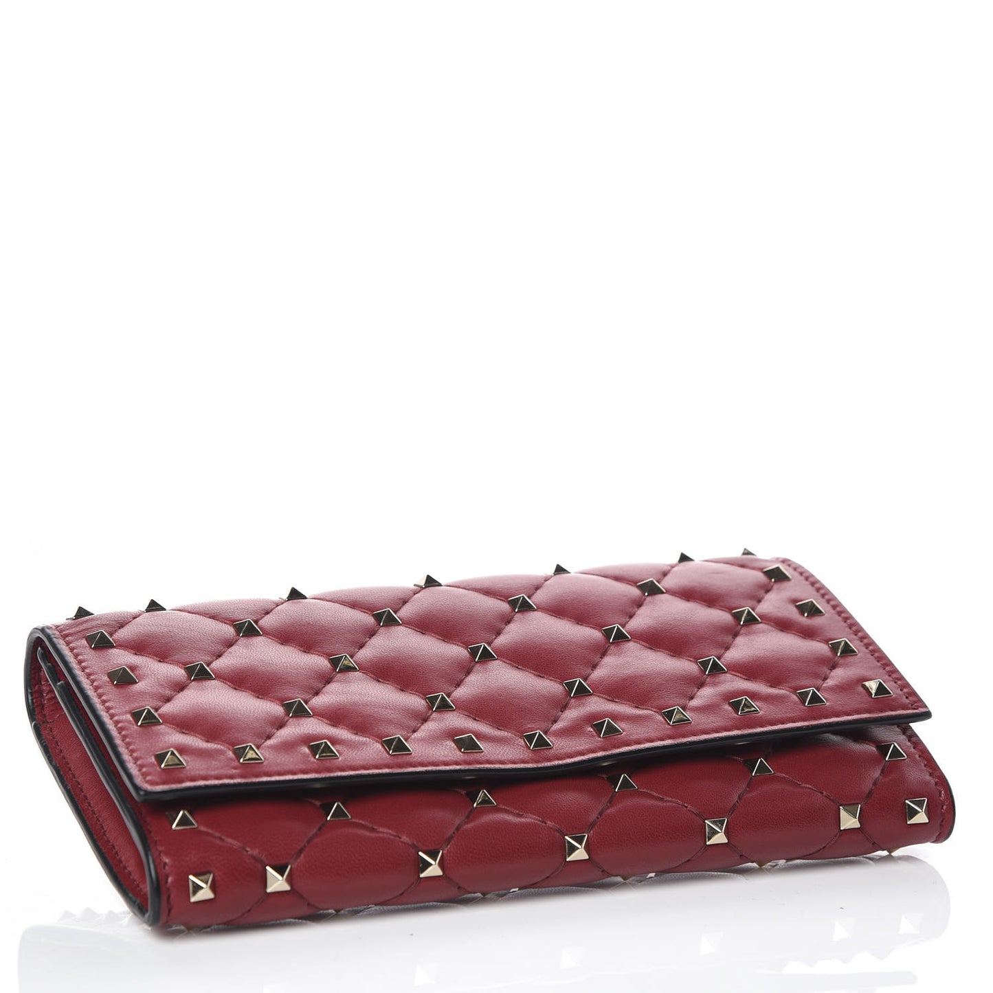 Nappa Rockstud Spike Flap Wallet Rubino