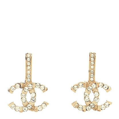 Chanel Metal Crystal CC Drop Earrings Gold 1 of 4