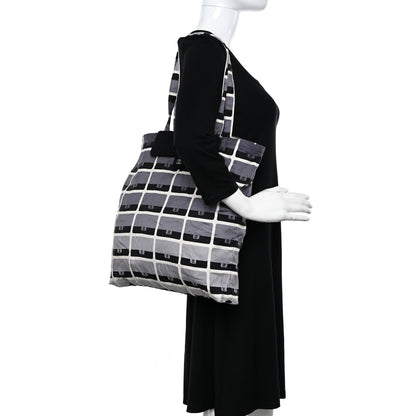 Chanel Jersey Fabric Quilted Foldable Tote With Chain Black Multicolor 2 of 19