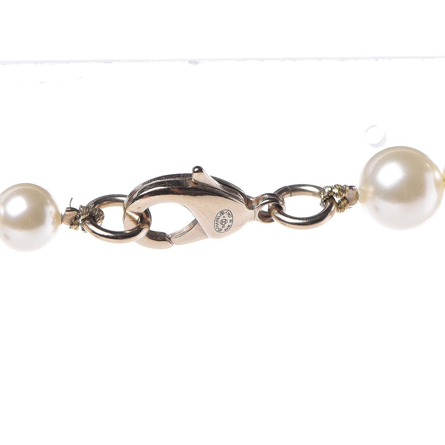 Crystal Pearl CC Short Necklace Gold