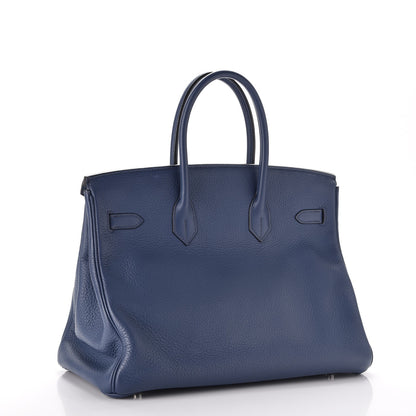 Hermes Taurillon Clemence Birkin 35 Bleu Brighton 3 of 34