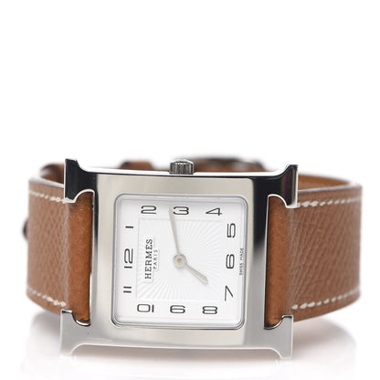 Hermes Stainless Steel Barenia 26mm Heure H Hour Quartz Watch Fauve 3 of 8