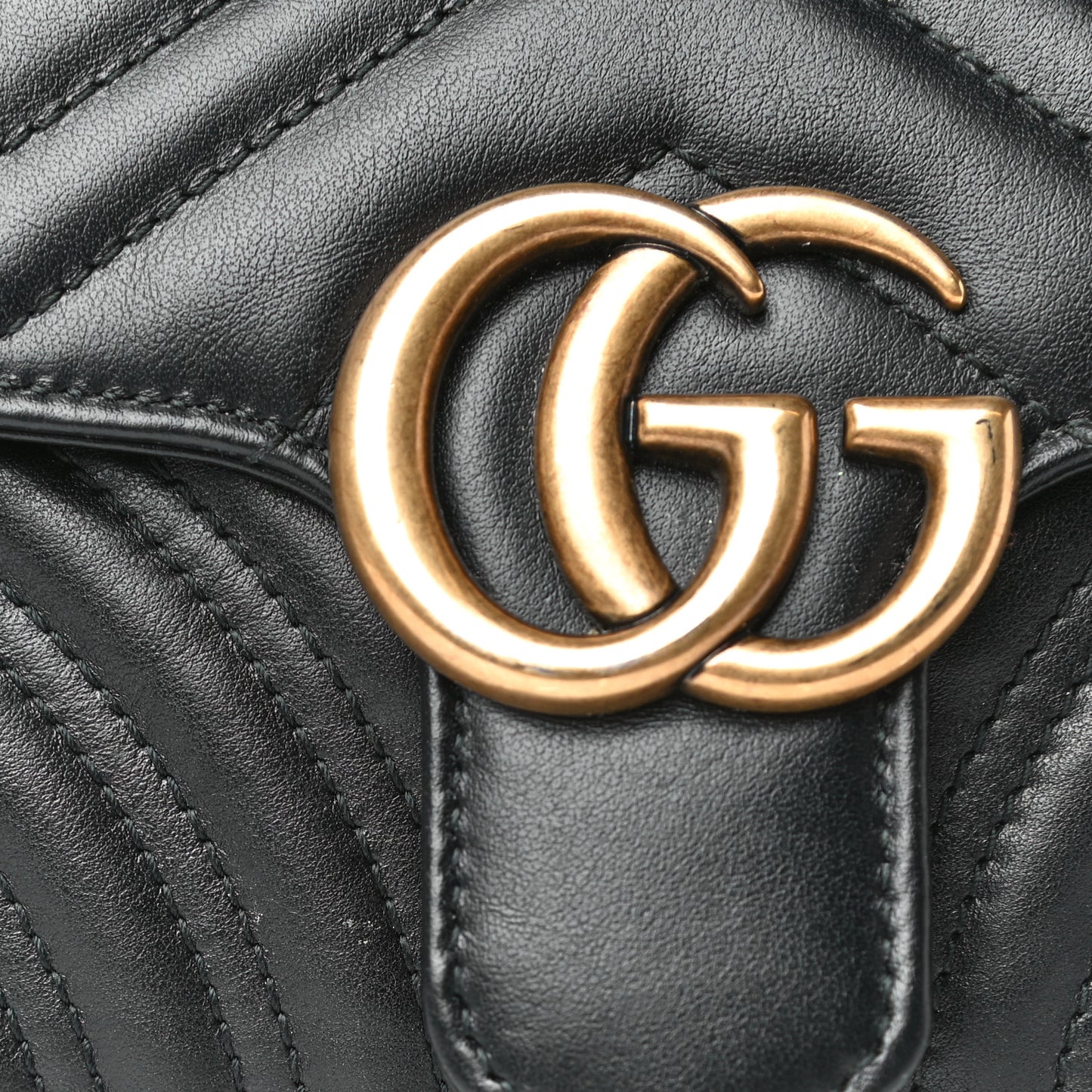 Calfskin Matelasse Mini GG Marmont Shoulder Bag Black