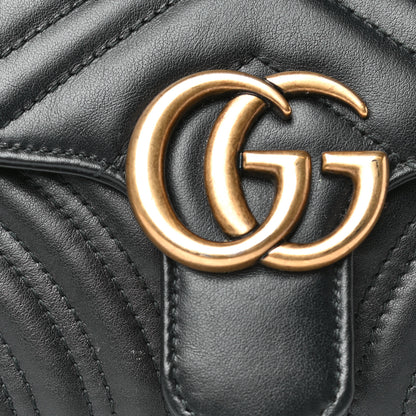 Gucci Calfskin Matelasse Mini GG Marmont Shoulder Bag Black 22 of 24
