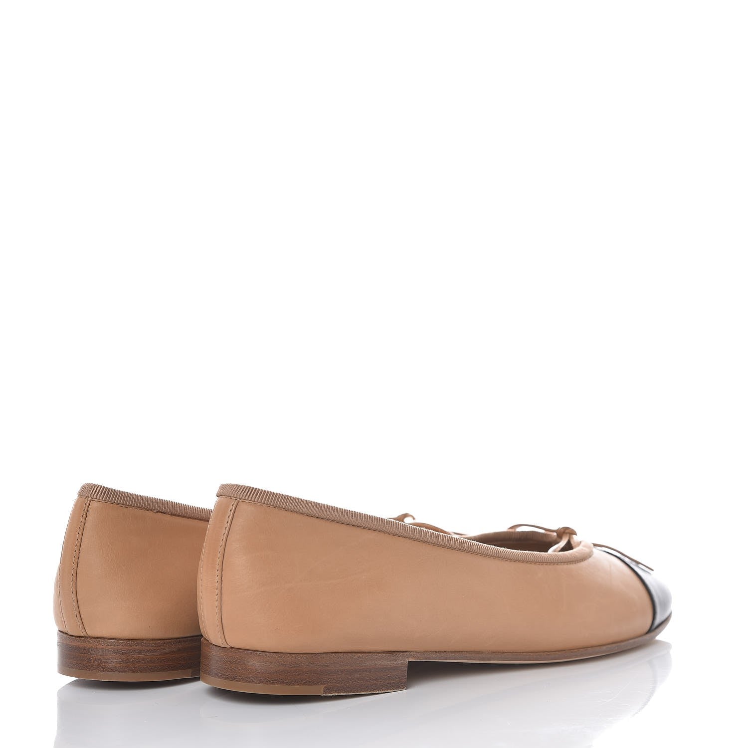 Chanel Lambskin Cap Toe Ballerina Flats 36 Beige Black 4 of 8