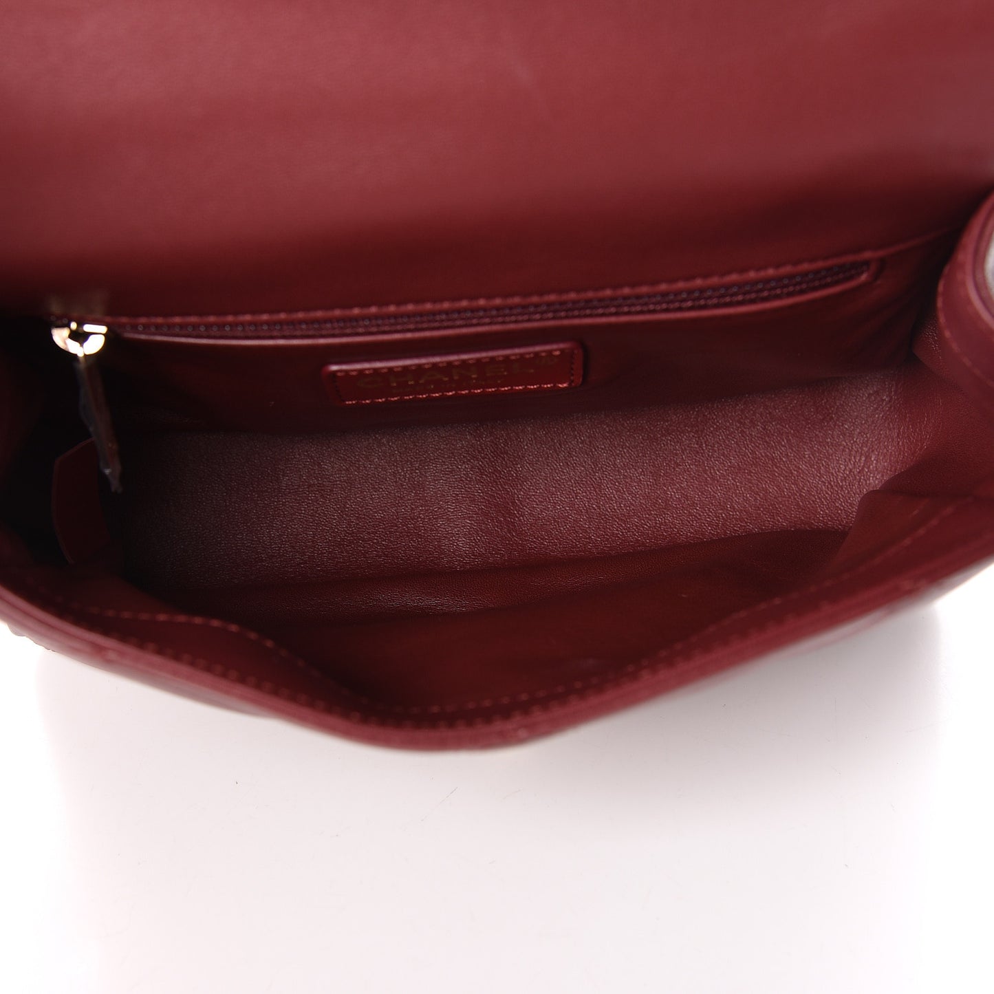 Lambskin Quilted Small Easy Carry Flap Burgundy
