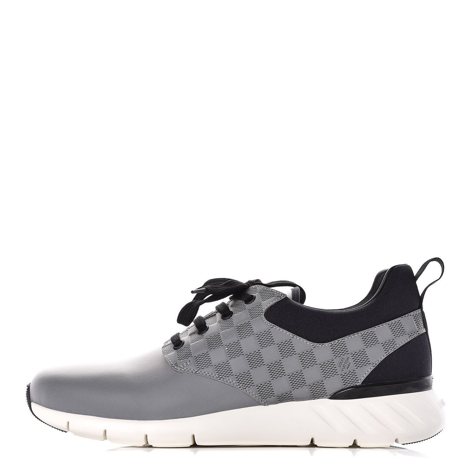 Louis Vuitton Nylon Suede Damier Fastlane Low Sneakers 8.5 Grey Black 1 of 10