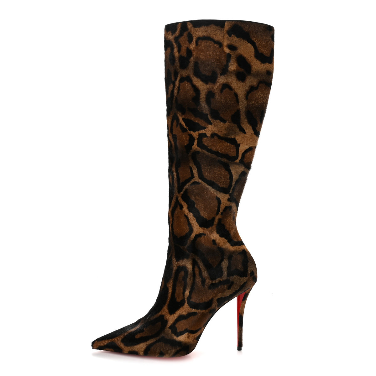Christian Louboutin Pony Hair Bengali Print Miss Z 100 Knee High Boots 40 Brown 1 of 8