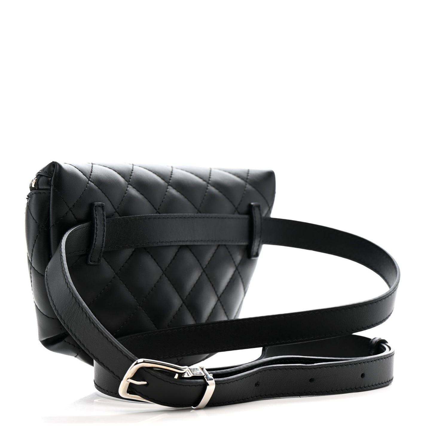 Lambskin Quilted Waist Belt Bag Black