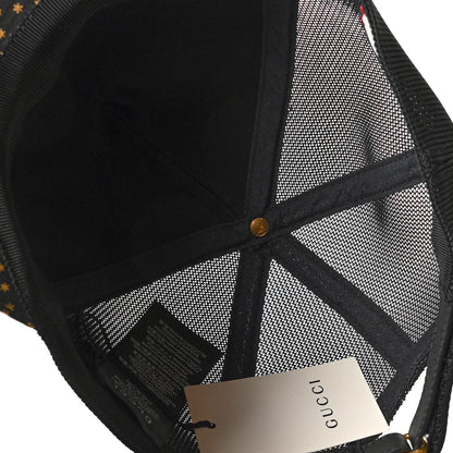 Gucci X SEGA Calfskin GUCCY Stars Baseball Hat XL Black Gold 7 of 9