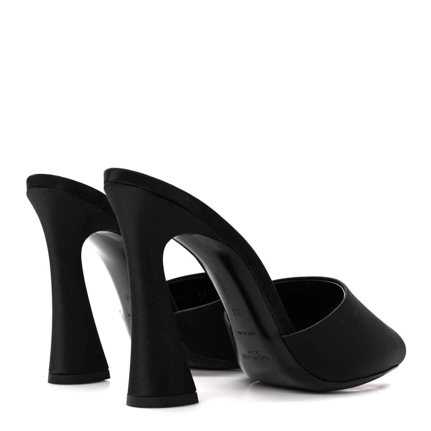 Crepe Satin Gippy Mule Sandals 38 Black